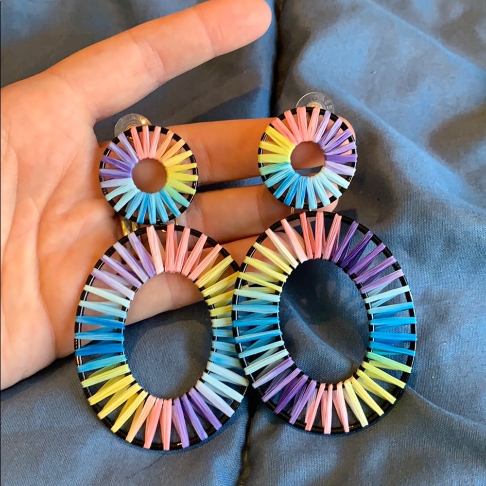 Rainbow statement earrings